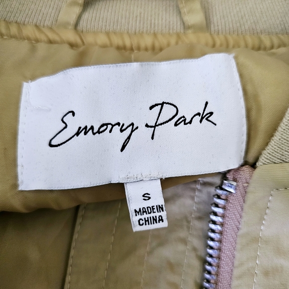 Emory Park bomber jacket size S Beige Gold Zip Front Coat Pockets - Picture 11 of 13